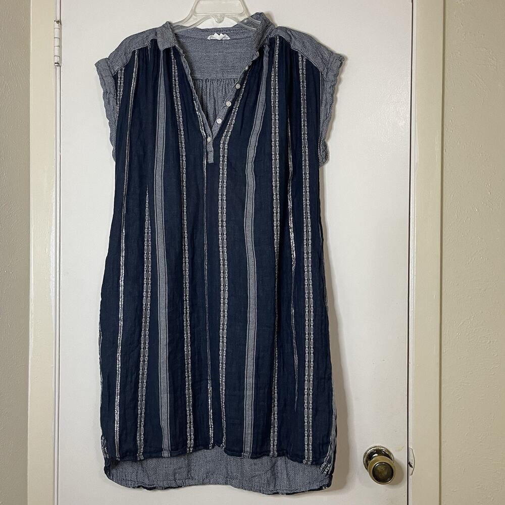 Ingrid & Isabel navy cotton stripe shift maternity dress size small